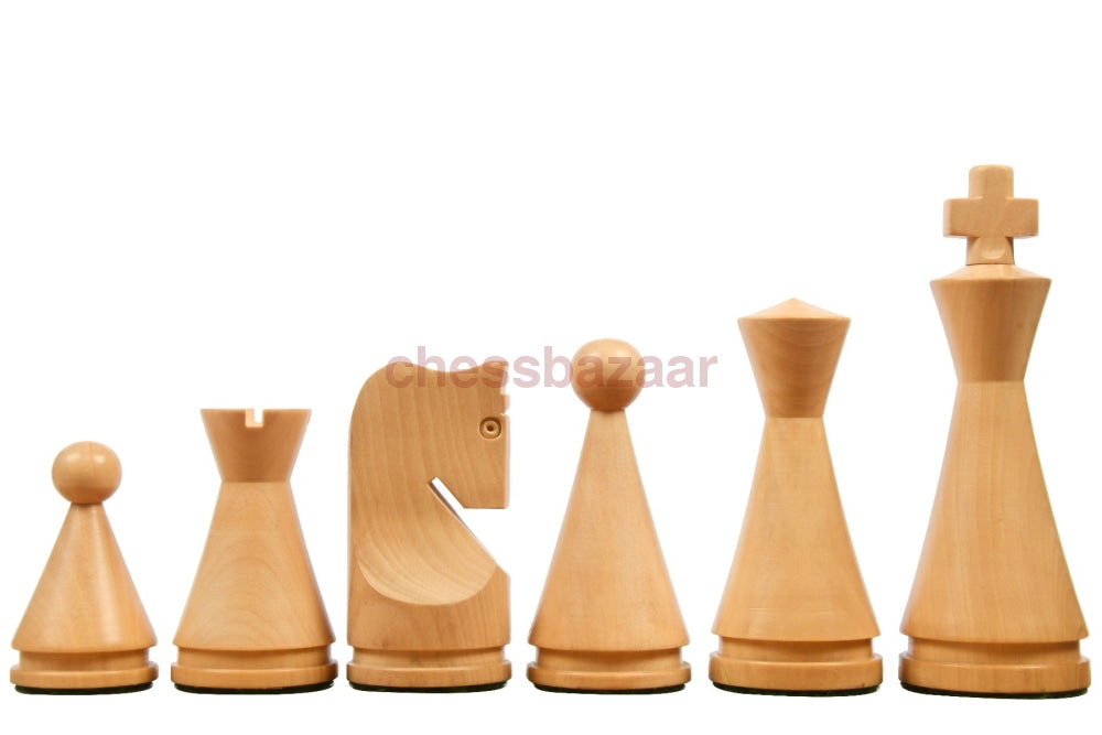 19. Jahrhundert : Eingefärbte  beschwerten Schachfiguren (kegelförmig) aus  Buchsbaumholz -  KH  104 mm