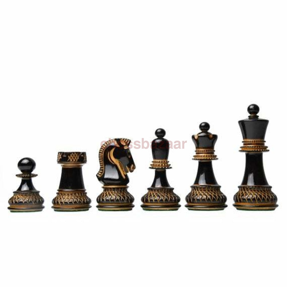 1950 Dubrovnik Bobby Fischer Schachfiguren aus geflammtem Buchsbaumholz und Natur- KH 94 mm, Version - 3,0