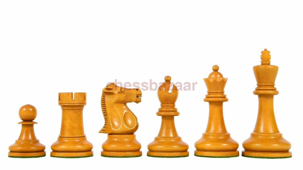1972 Spasski-Fischer Staunton Turnierschachfiguren Version 2 : Schachfiguren aus  schwarz gebeiztem und veraltetem Buchsbaumholz – KH  95 mm