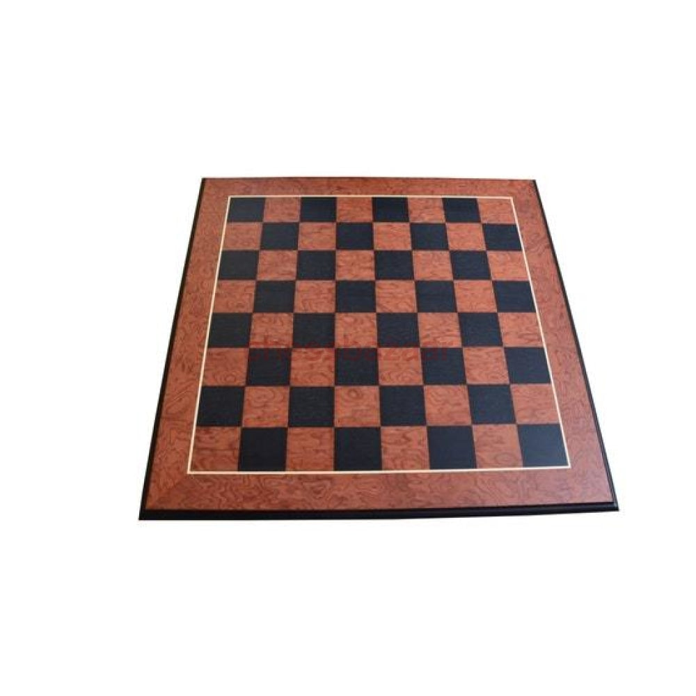 Furniertes Schachbrett aus rotem Eschenholz und Anigre schwarz (mit angeformten Kanten) – Feldgröße 60 mm