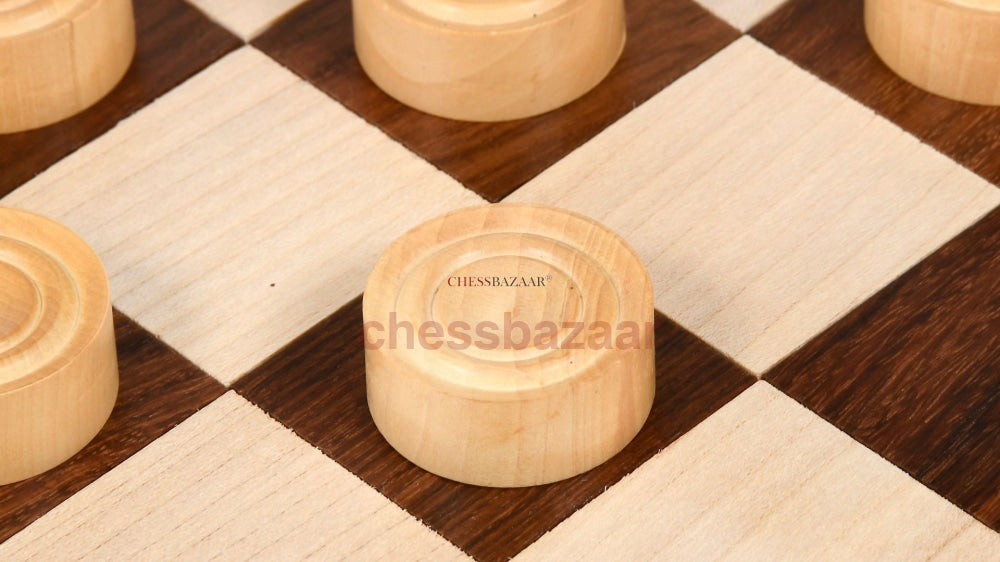 Holz-Dame/Draft-Set Aus Sheesham- Und Buchsbaumholz 30 Mm