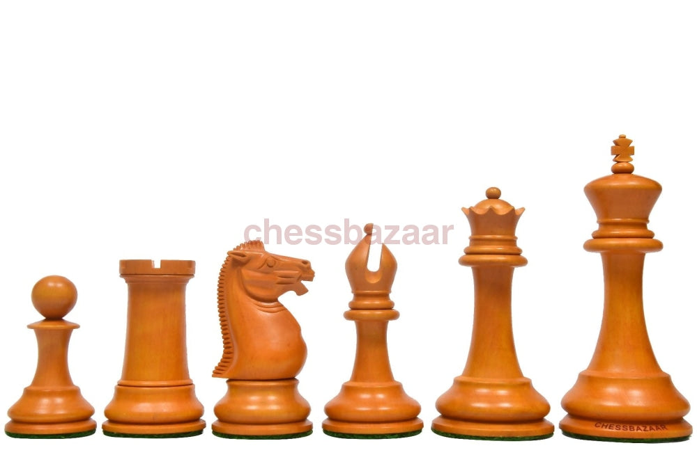 Reproduzierte 1860 Anderssen edlen Schachfiguren  mit prächtiger Prägung auf der Seite des Königs aus Ebenholz und veraltetem Buchsbaumholz – KH 115 mm