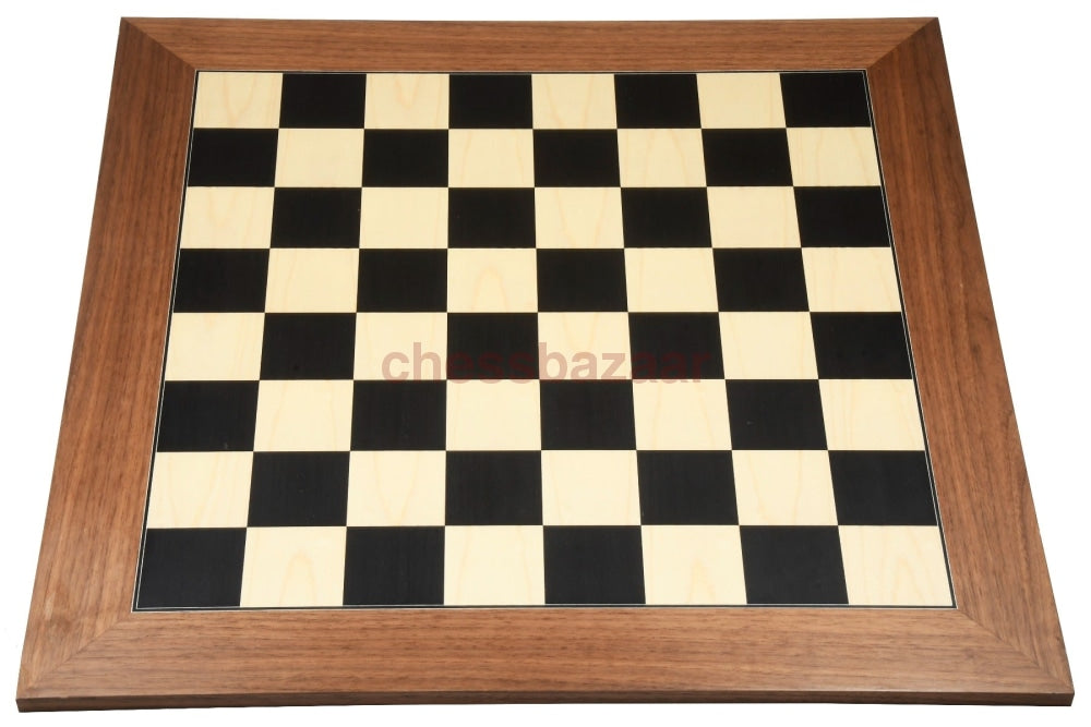 Veneer Schachbrett aus schwarz gefärbtem Pappelholz  und Bergahornholz  - Matt -  FG 60 mm