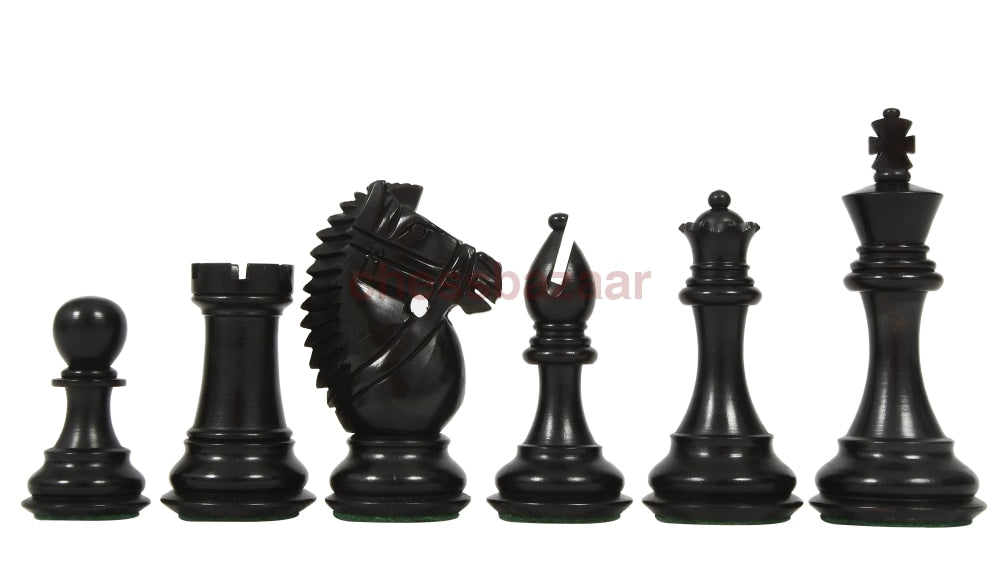 Zaumserie : Doppelt beschwerte eingefärbten Schachfiguren mit aufgezäumten Springern aus  Buchsbaumholz – König 102 mm