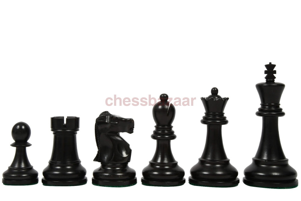 1972 Spasski-Fischer Staunton Turnierschachfiguren Version 2 : Gewichtete schwarz gebeizten Reykjavik Schachfiguren aus Natur – KH  95 mm